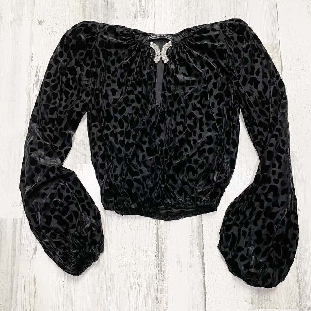 Raisa Vanessa x Trendyol Animal Print Jeweled Blouse Size 34